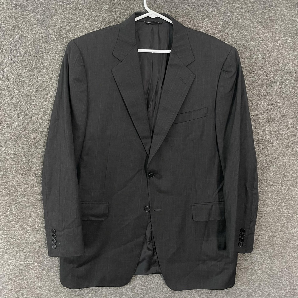 Canali Suit Jacket Mens 52 (US 42) Gray Check Super 120s Wool Made Italy